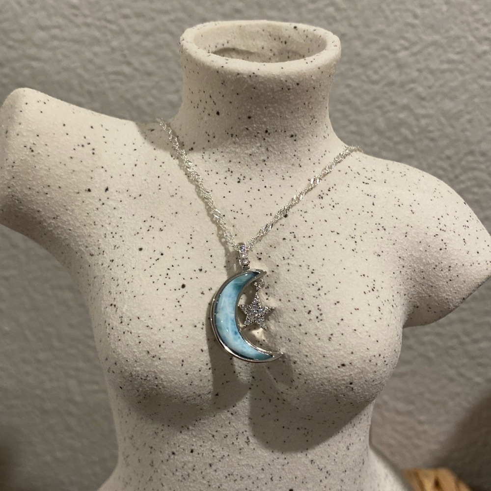 Larimar necklace w/ CZ